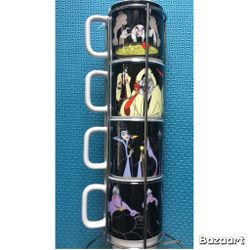 New Disney Villains Stacking Mugs & Stand Ursula Maleficent Cruella Evil Queen