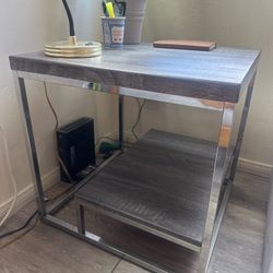 Gray And Silver End Table 