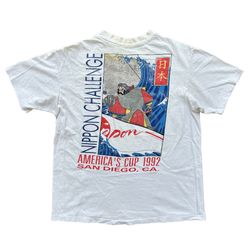 Vintage 90s Nippon Challenge America's Cup Japan Samurai Yacht San Diego Shirt Size Large