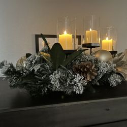 32" Frosted Pinecone Artificial Christmas Candle Holder (cash only)
