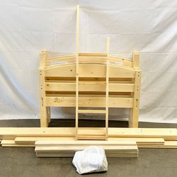 Solid Wood Twin-over-Twin Convertible Bunk Bed, Natural *Free Delivery & Assembly* 