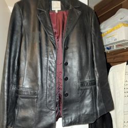 Women's Black Leather Jacket Size S