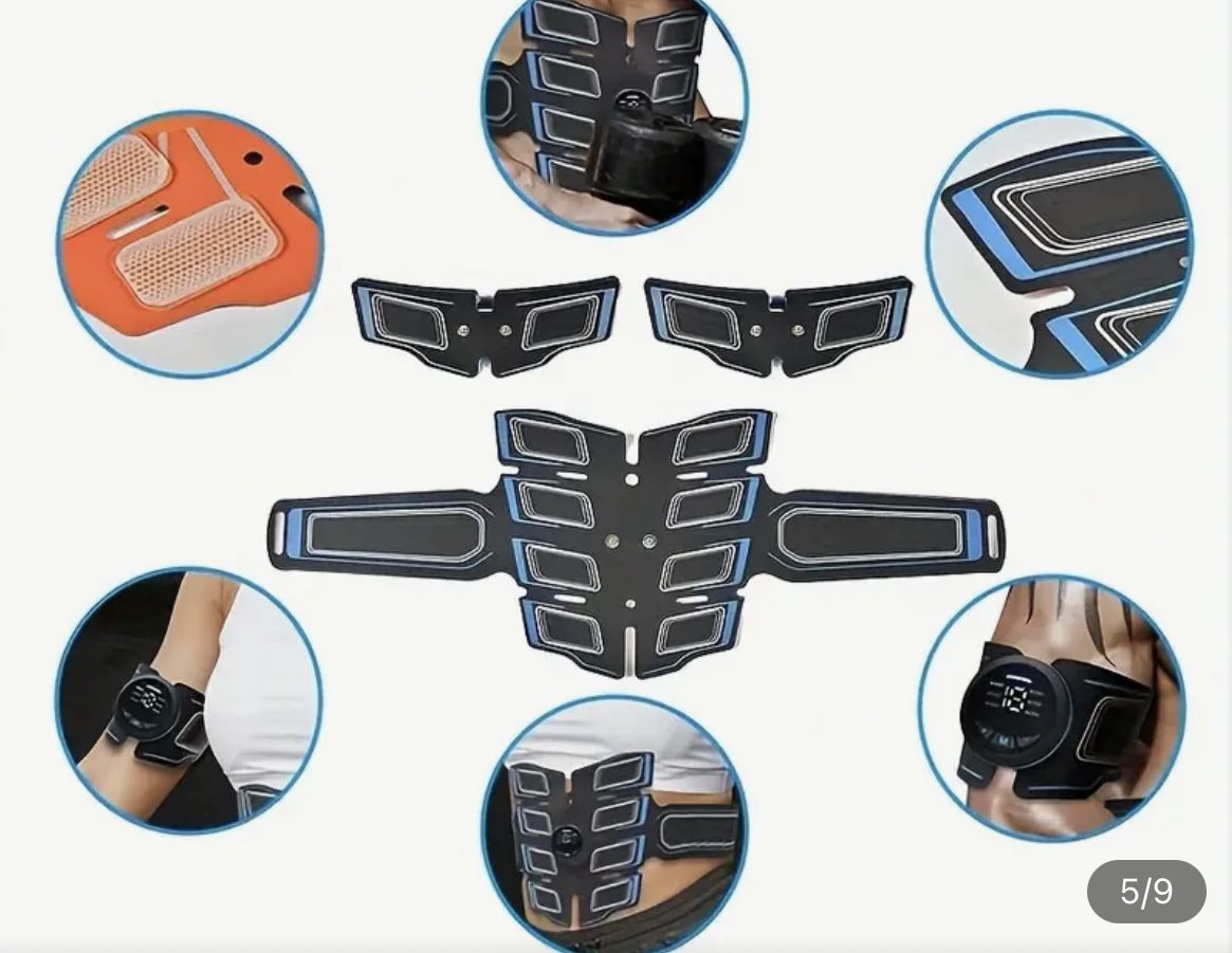 Abdominal Muscle Trainer - USB Rechargeable, Home Fitness Equipment, Fitness Belt for Abdominal Massage Training, Muscle Massager with Abdominal Train