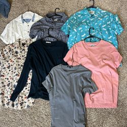 Men’s Shirt Bundle (7) – Tees + Button Ups – Summer Casual – L/XL