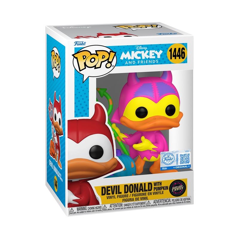 Halloween Devil Donald With Pitchfork And Jack O Lantern Pumpkins Black Light Funko Pop Chase