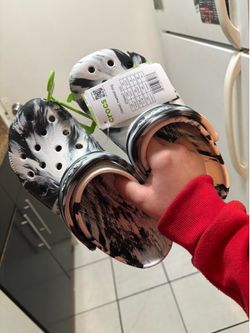 Black/White Marble Crocs Size M5W7
