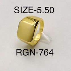Signet Square Gold Tone Ring for Men & Women: Size-5.50/RGN-764