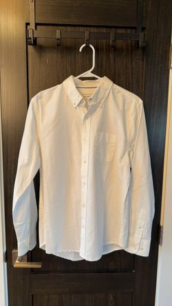 Free Assembly Men's White Long Sleeve Button Front Shirt Size S 0389