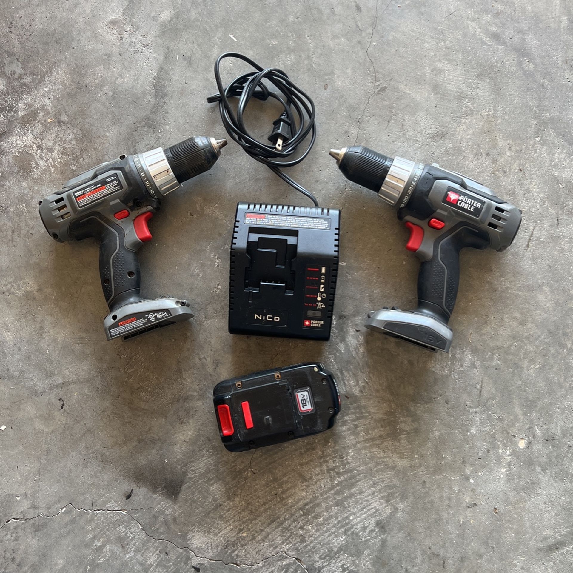 2 Porter Cable Drill With One Battery And Charger