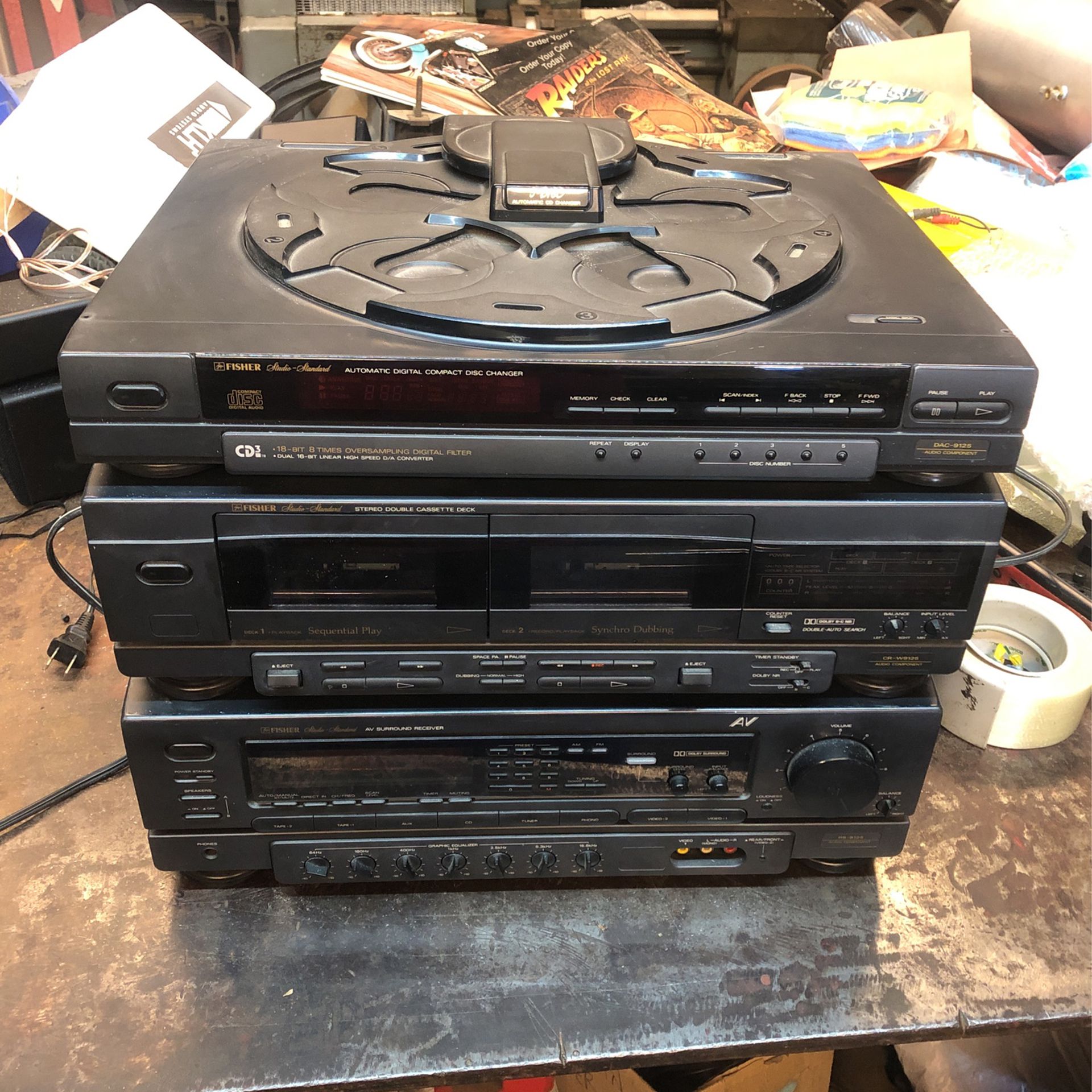 Fisher Stereo System Receiver , Cassette Player ,CD Player Needs Work 