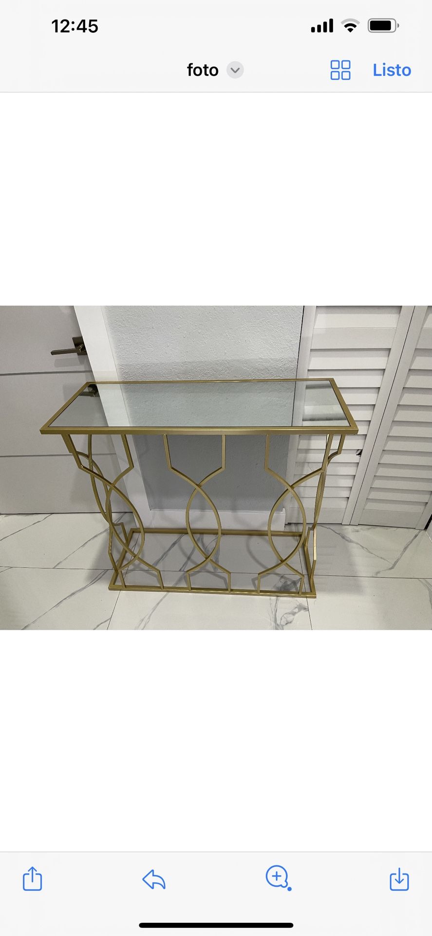Mesa Dorada Con Cristal Para Sala