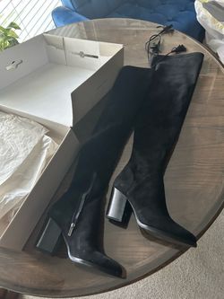 Marc Fisher Black Thigh Suede Boots
