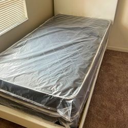 New TWIN SIZE MATTRESS WITH BOX SPRING SET FREE // COLCHON NUEVO INDIVIDUAL