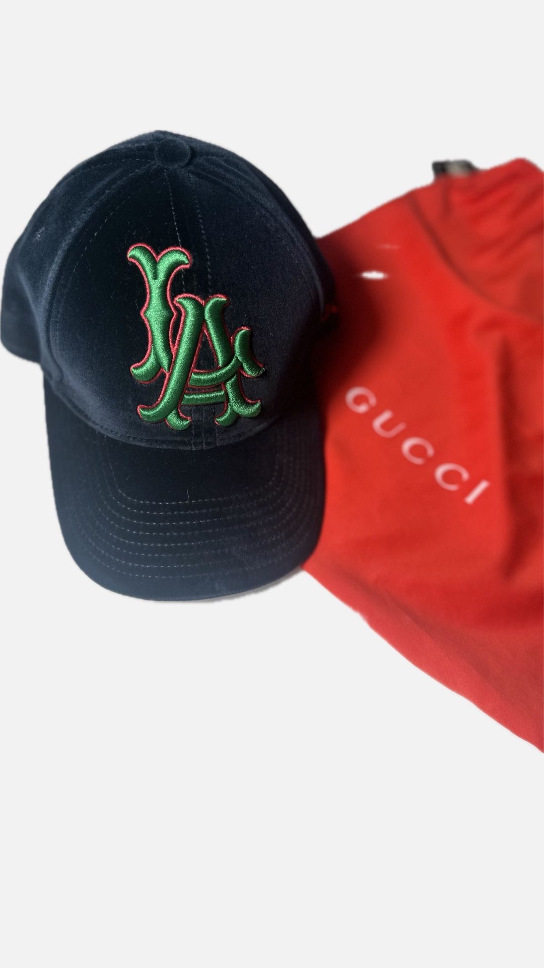 Gucci MLB Velvet Baseball Cap Hat LA Los Angeles Black