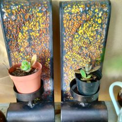 Mosaic And Metal Wall Mount Candle Or Plant Holders