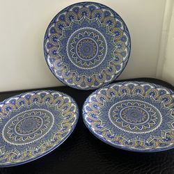 vancasso Dinner Plates Set Of 3 Tableware Plates 10.25 Inches Wide.