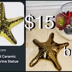 Nautical Decor Center Piece Artificial Succulent  & A Ceramic Sea Star ⭐️ Both For $15 