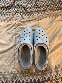 Baby Blue Fuzzy Crocs Size 11