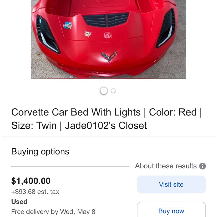 Corvette Car Bed With Lights | Color: Red | Size: Twin | Jade0102's 