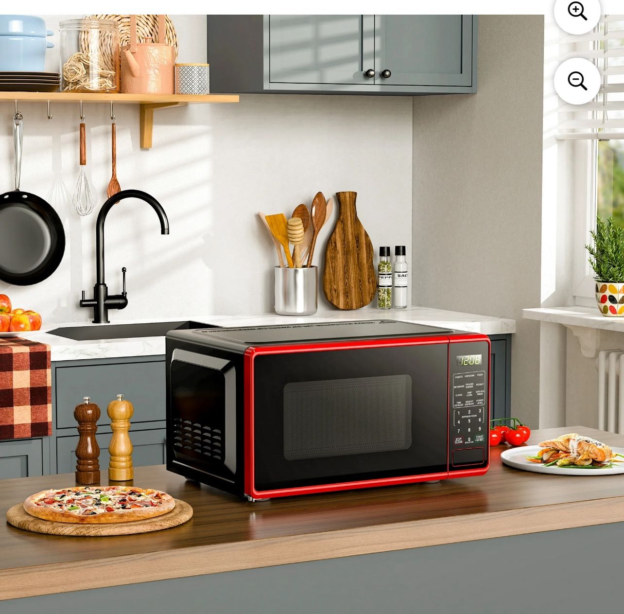 Mainstays 0.7 Cu ft Countertop Microwave Oven, 700 Watts, Red
