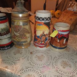 Budweiser Beer Jugs Ceramic Handcrafted Made In Brazil 