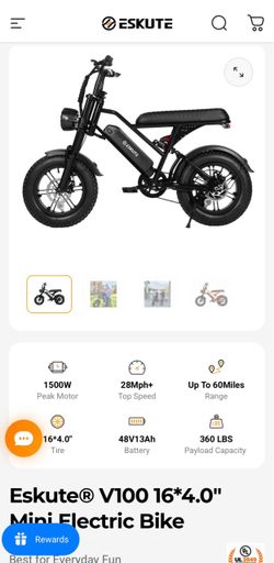 Eskute®   V100   16*4.0" Mini   Electric   Bike