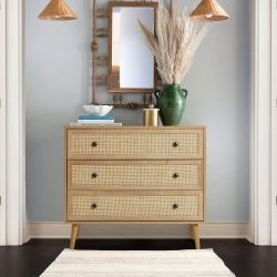 Zahra 3-drawer rattan dresser ，IF1831
