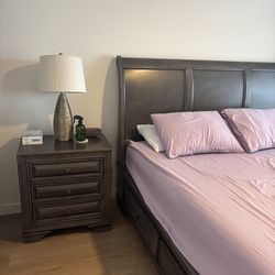 Wooden King Size Bed with Nightstands and dresser