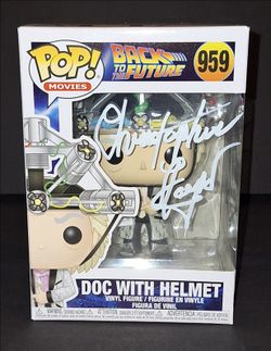 🔥 Christopher Lloyd Signed Autographed Funko Doc With Helmet Beckett COA 🔥