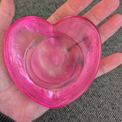 Pink Glass Heart Valentine's Day Tealight Candle Holder