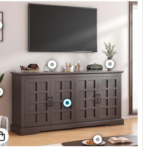 Buffet Cabinet  Storage, Coffee Bar Cabinet with and 4 Doors, Long Wider Storage Cabinet Modern Farmhouse, Brown Wood, for Kitchen, Dining Room, L