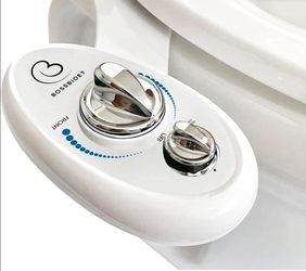 Boss Bidet Luxury White Blue - Bidet Attachment for Toilet Seat - Dual Nozzles, Self-Cleaning, Non-Electric Water Sprayer
