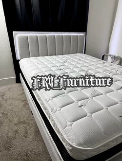 New Queen bed frame with mattress
