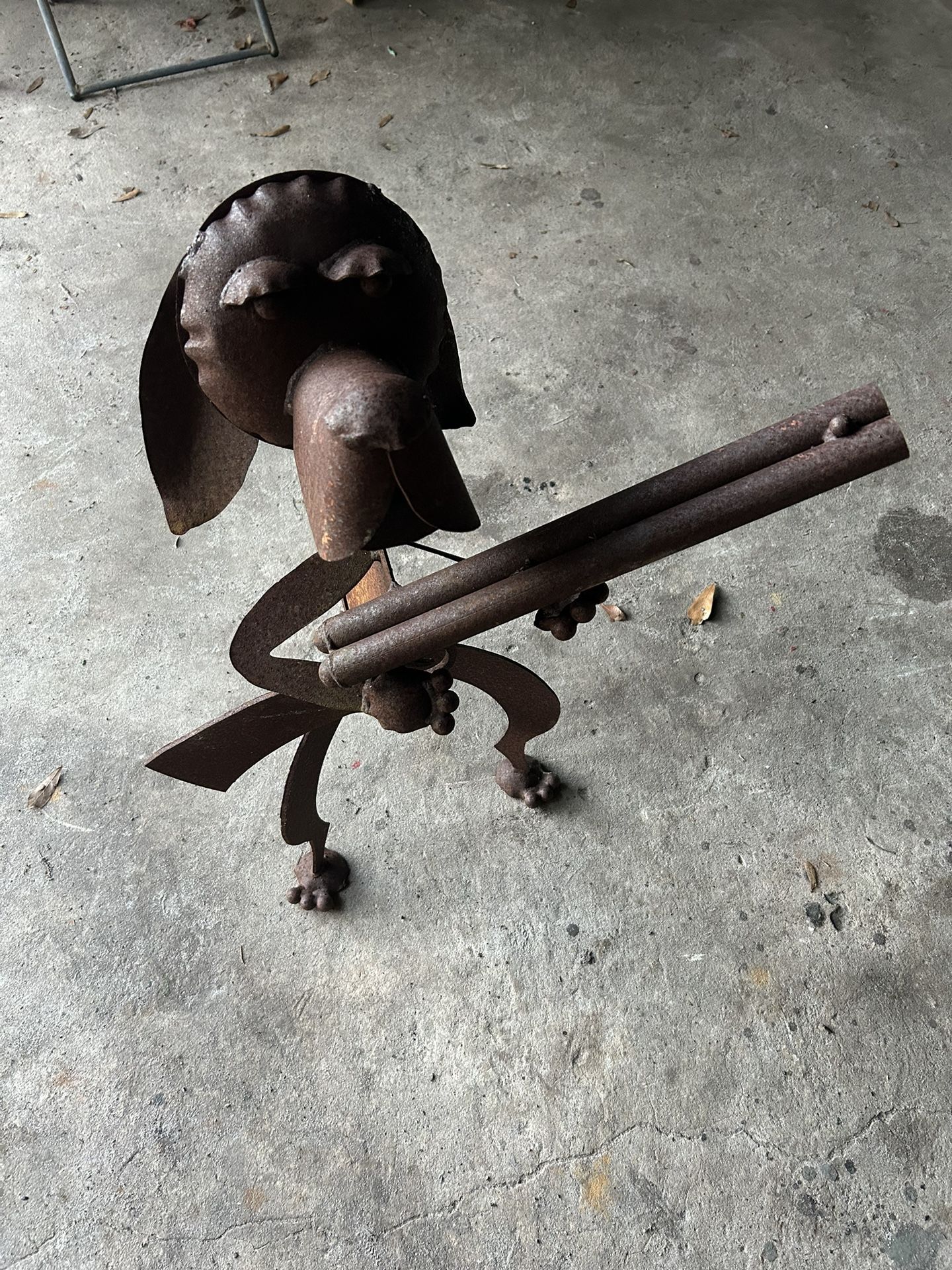 Folk Art Metal Dog Sculpture