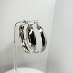925 Sterling Silver Plated 50mm Hoops Earrings 