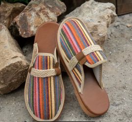 Women's Loafers and Slip-On Shoes with Stylish Vintage Braided Jute Rope Design Size 7.5