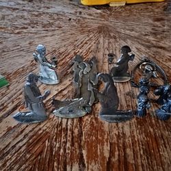 7 Piece Pewter Nativity Set & 4 Piece Lillian Vernon Miniature Pewter Music Angel Figurines 