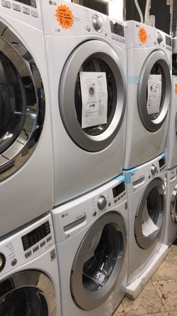 Gray front-load washer and dryer set