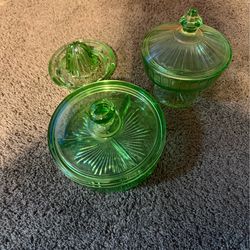 Vintage uranium vaseline glass set
