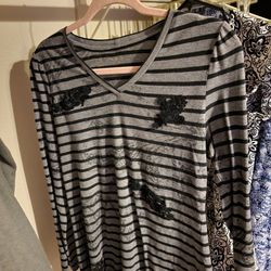 Gray & Black Striped Shirt