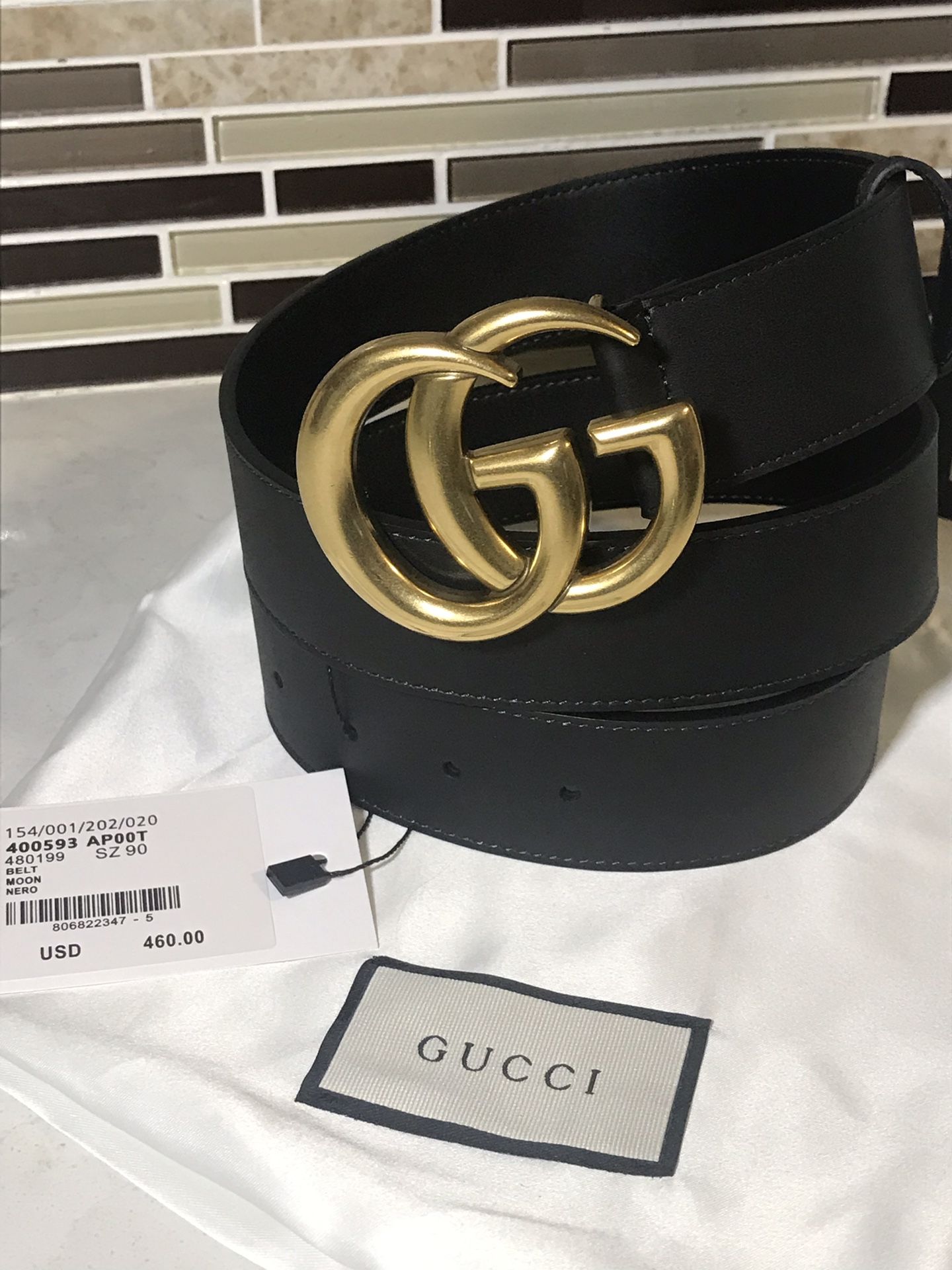 Gucci Leather Double GG Belt-Authentic