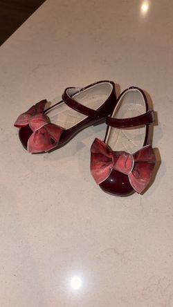 Burgundy Bow Toddler Shoes