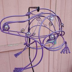 For Sale  Yard art or inside the house frog planter Black and Purple $75