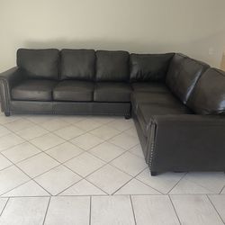 Sectional Sofa Bed Brown With Like New Mattress  106” Length X 91” 