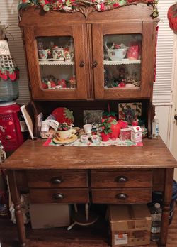 Antique 1920s Farmhouse Pot Belly Potato Bin Bakers Cabinet