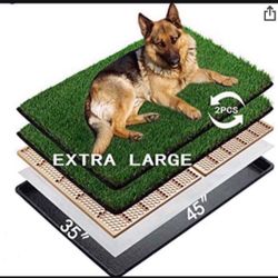 MEEXPAWS Dog Grass Pee Pads for Dogs with Tray , Extra Large, Large, Small 3 Sizes , 2 Dog Artificial Grass Pads , Indoor Dog Litter Box
