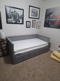 Wood Day bed with mattresses (gray)