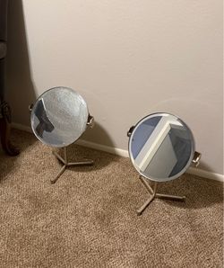 Vintage Circular Nickel Table Mirror *READ DESCRIPTION*