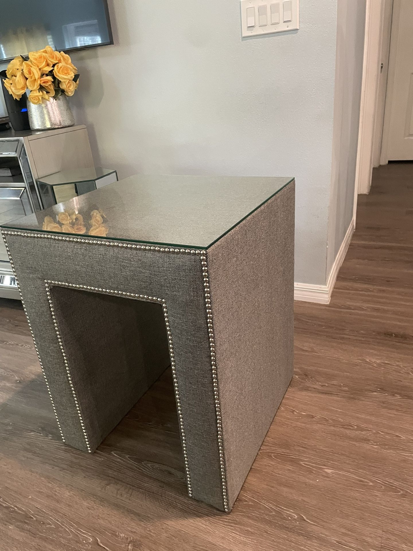 End Side Table with Top Glass 