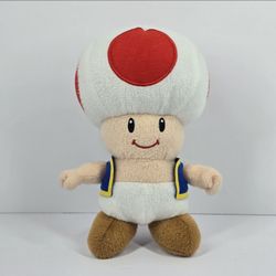 2012 Nintendo Super Mario Toad Plush 8" Stuffed Animal Goldie Kart 64 Mushroom
